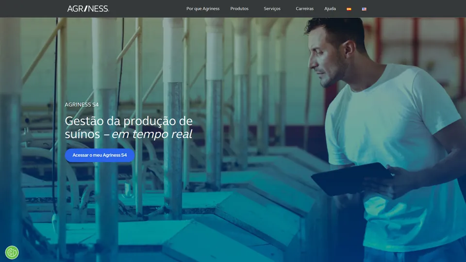 Agriness S4 landing page: swine production management in real time